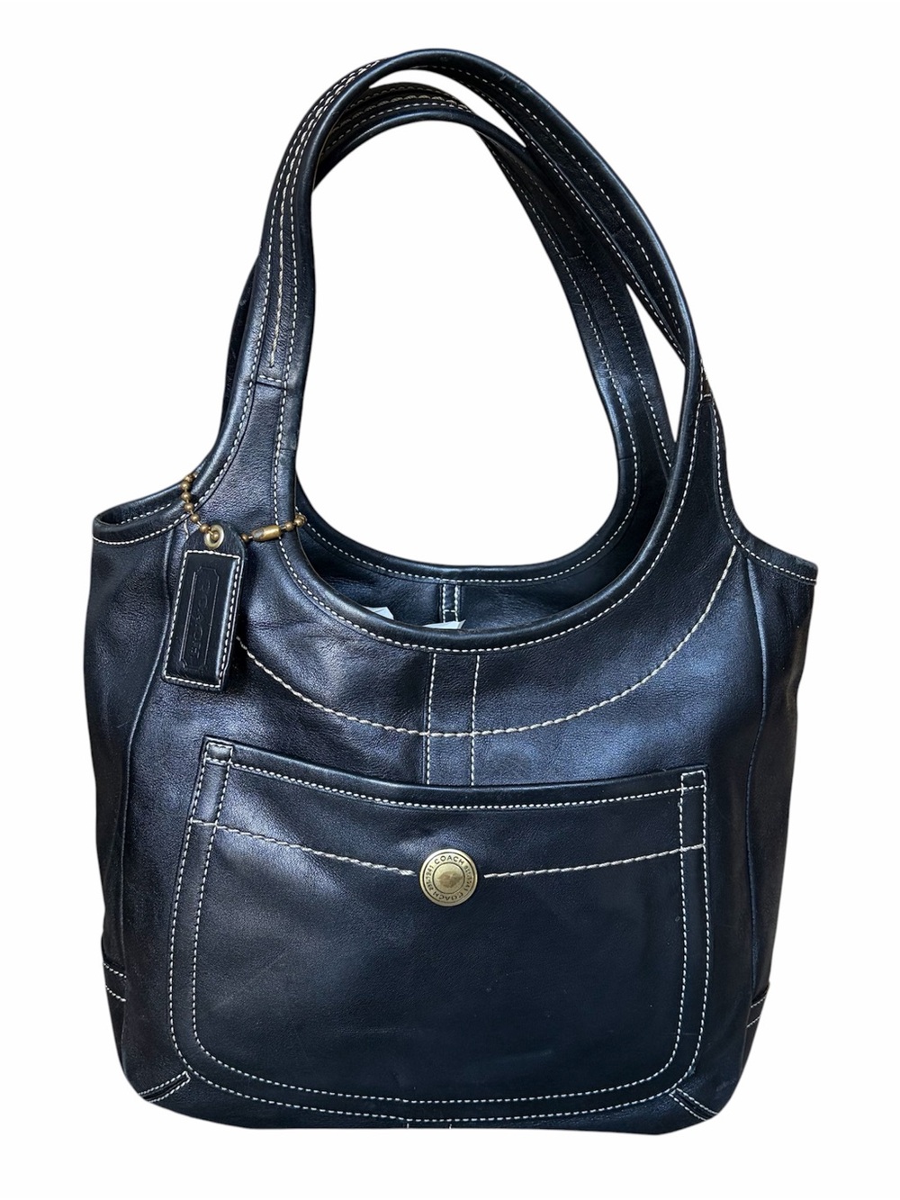 Vtg Coach Black Leather Shoulder Bag - Ergo